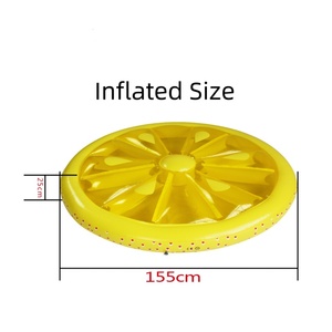 Bouée de piscine gonflable en PVC en forme de citron 155*25 CM, couleur jaune, pour les fêtes estivales et le plaisir aquatique - Product Image 2