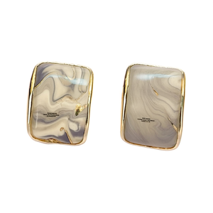 Pendientes de Ágata Chapados en Oro Estilo Bohemia para Mujer, Joyería Geométrica de Moda, Pendientes Cuadrados de Resina Acrílica Lucite - Product Image 1