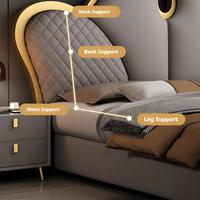 Luxuriöses Echtleder-Polsterbett Queen-Size Modernes Plattformbett für Schlafzimmermöbel OEM-Fabrik