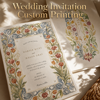Invitations de mariage vintage personnalisées avec estampage à chaud doré, motif floral en relief, design personnalisé avec cartes RSVP