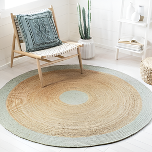 Round Handwoven Jute Area <b>Rug</b> with Soft Sage Green Border for Living Room Bedroom Entryway and <b>Boho</b> Home Decor - Product Image 6