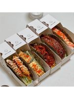 Cajas de Papel Desechables Antigrasa para Tacos de Algas Marinas, Sushi, Tortillas, Bento, Hamburguesas y Comida para Llevar