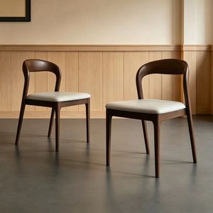 Chaise de salle à manger en bois massif, chaise de loisirs minimaliste moderne avec dossier, chaise de bureau pour la maison, l'hôtel et le restaurant - Product Image 4
