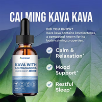 Extrait liquide de racine de Kava Kava OEM, supplément biologique en gouttes avec Ashwagandha pour le sommeil, la tranquillité et la gestion du stress