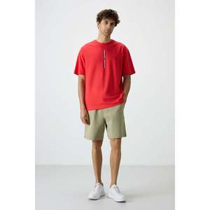 Short basique pour homme en coton vert clair, épais, doux, texturé, coupe confortable - 81274 - Abricot clair - Product Image 2