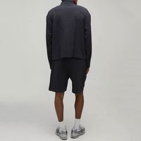 Sweat à capuche zippé vintage délavé pour homme, coupe droite, épaules tombantes, noir uni, veste décontractée 100 % coton brodé, automne