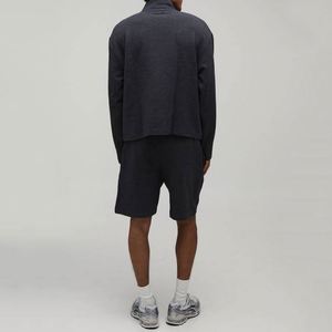 Men Vintage Washed <b>Zip</b> Up <b>Hoodie</b> Oversized Drop Shoulder Plain <b>Black</b> Casual Hooded Jacket Top - Product Image 4