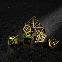Ensemble de 7 dés polyédriques en métal gravé or, pour jeux de société Genius Invokation TCG RPG, accessoires de jeux de table