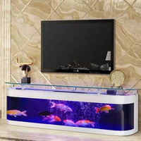 Personnalisé grand cube transparent acrylique aquarium aquarium verre balle avant TV support table aquarium aquarium