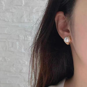 Accesorios de Plata S925 para DIY, Joyería de Plata de Moda, Broche para Oreja con Cuentas Redondas de 9-10 mm y Bandeja Vacía 21759 - Product Image 3