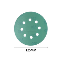 Feuilles de ponçage professionnelles en film polyester vert de 5 pouces (125 mm) à 8 trous pour la finition automobile