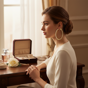 Boucles d'oreilles en diamant éternité à l'envers - Product Image 3