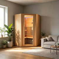 Sauna traditionnel en cèdre rouge pour intérieur et extérieur, sauna sec avec lumière rouge pour la maison et le jardin