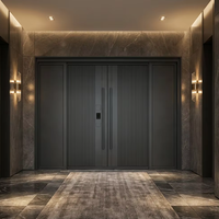 LINNOC Porte d'entrée blindée antivol en alliage d'aluminium à ouverture latérale, design minimaliste, étanche, pour salon