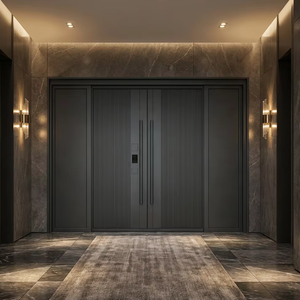 Porte d'entrée blindée antivol en alliage d'aluminium à ouverture latérale, design minimaliste étanche pour salon d'appartement - Product Image 2