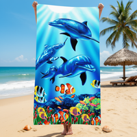 Microfiber Suede Bath and Beach Towels Printed Modern Style Sand Free Bath Cleaning Cloth