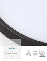Plafonnier LED moderne IP65 en aluminium moulé sous pression 18W 6000K AC220V anti-poussière CRI élevé 80 Garantie de 2 ans