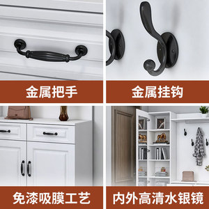 Zapatero simple para puerta, armario para pasillo, abrigo, almacenamiento de pared con espejo de espiga, estante de gran capacidad para estar - Product Image 4