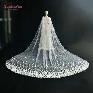 YouLaPan VG44 Luxurious 3M Long Bridal Wedding Dress Shawl 3D Flowers Detachable Wings Shoulder Cover Woman Dress Cape