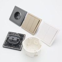 BENDI C2 – Combinaison interrupteur et prise murale modulaire blanche, type européen Schuko 86, panneau PC, 2 gangs, 2 voies, 16A 250V, IP20, durable et facile à installer