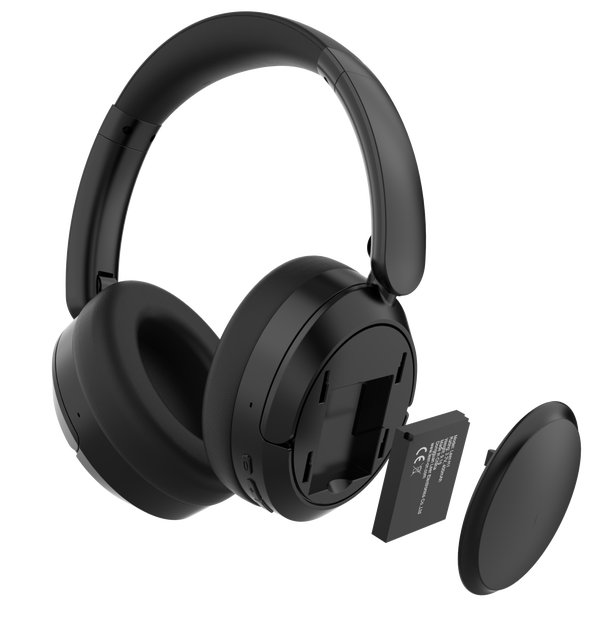 Wireless Headset BT V6.0 with Removable Battery for Active Noise Cancelation