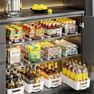 Kitchen Organizer Box Rectangle Plastic <b>Storage</b> Container With Compartments <b>Stackable</b> For Condiment Snack Food Cabinet <b>Drawer</b> - Product Image 1