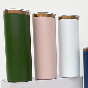 Vaso Delgado Recto de 20oz con Recubrimiento de Cobre para Exteriores, en Negro, Verde, Rosa, Blanco y Marrón, para Grabado Láser, con Tapa - Product Image 4