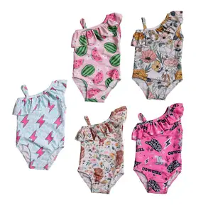 Çocuk giyim yaz giyim butik kız mayo 0-16T astar rahat kumaş bebek Beachwear ile sevimli baskı