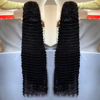Perruque Frontale en Dentelle 13x6 Cheveux Indiens Bruts, 40 Pouces, Couleur Naturelle, Longs Cheveux Humains Bouclés Vague Profonde Birmans, Perruques Sans Colle pour Femmes