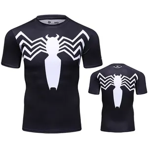 2021 sıcak satmak Polyester Spandex spor gömlek 3D örümcek adam baskılı tişört