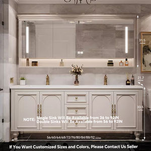 Meuble-lavabo <span class=keywords><strong>de</strong></span> <span class=keywords><strong>salle</strong></span> <span class=keywords><strong>de</strong></span> <span class=keywords><strong>bain</strong></span> 60-92 pouces avec double vasque personnalisable, meuble-lavabo autoportant <span class=keywords><strong>de</strong></span> luxe français avec <span class=keywords><strong>miroir</strong></span> intelligent anti-buée - Product Image 6