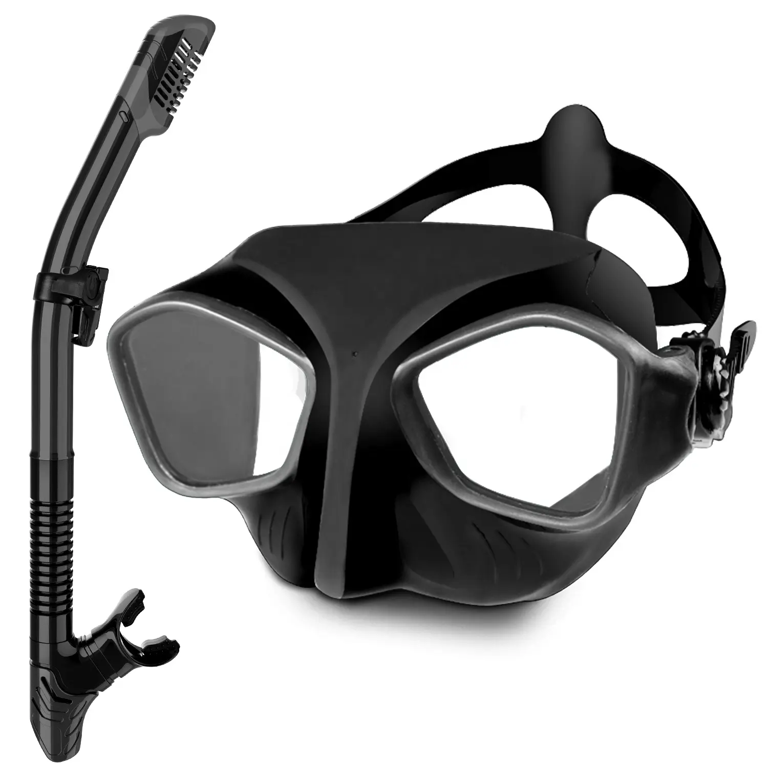 Nueva llegada profesional Snorkeling Set negro 2 lentes Freediving Goggles Scuba Snorkel Gear Set máscara de buceo para adultos