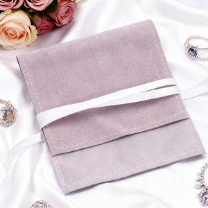 Oferta Especial: Bolsa de Joyería de Lujo OEM con Solapa, 8.5*8.5cm, de Poliéster de Alta Gama con Cinta, para Bodas y Moda, Personalizable - Product Image 1