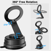 Soporte Magnético para Teléfono de Coche con Ventosa de Vacío 360 °   Soporte giratorio plegable para teléfono, para parabrisas, salpicadero, escritorio, baño, cocina