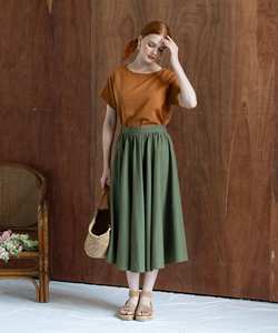 Gonna Midi in Lino CHERRY OEM ODM, Abbigliamento Estivo da Donna Stile A-Line - Product Image 6