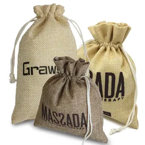Custom Eco-friendly Small Linen pouch Packaging Hemp Gift bags Drawstring Bag
