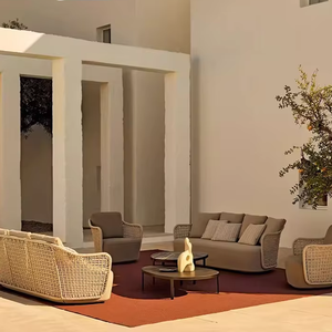 Divano in Rattan Moderno e Semplice <span class=keywords><strong>con</strong></span> Cuscino per Esterni, Cortile, Giardino, <span class=keywords><strong>Balcone</strong></span>, Piccolo Hotel e Villa - Product Image 3