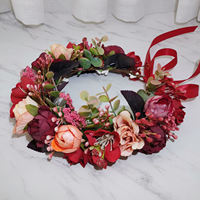 Bandeau de fleurs couronne de cheveux couronne florale casque avec ruban mariage Festival fête coiffure bandeau de cheveux