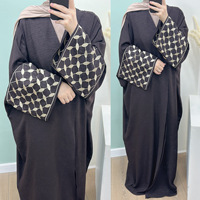 Nouvelle Abaya Modeste Sharut pour Fille, Kimono Musulman, Robe Femme Broderie Crêpe Palestine Kefiyyeh, Abaya de Dubaï pour l'Aïd et le Ramadan