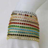 HT146 Vente chaude Ensemble collier et bracelet pour femme, chaîne tennis en zircone cubique verte 3mm, plaqué or 18K, bijoux de luxe à couleur durable