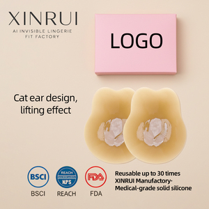 XINRUI <span class=keywords><strong>Copricapezzoli</strong></span> Adesivi in Silicone a Forma di Orecchie di Gatto, Imbottiture <span class=keywords><strong>Push</strong></span>-<span class=keywords><strong>up</strong></span> per Seno - Product Image 1