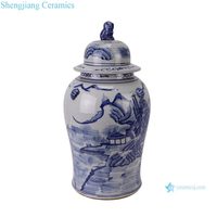 RZOT03-L-M-N Jingdezhen bleu et blanc style chinois paysage dragon licorne motif porcelaine gingembre temple pot urnes
