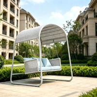 Banc suspendu en rotin PE pour patio avec coussin, hamac à balançoire extérieur avec auvent, chaise à bascule pour patio