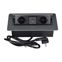 Prise de sol escamotable 16A 13A, courant nominal, anti-poussière, USB Type-C 2 ports, 110-250V, alliage d'aluminium, norme internationale