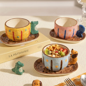 Schattige cartoon keramische reismokken met deksel, Amerikaanse stijl, voor warme dranken, verjaardagscadeaus & <span class=keywords><strong>souvenirs</strong></span> - Product Image 3