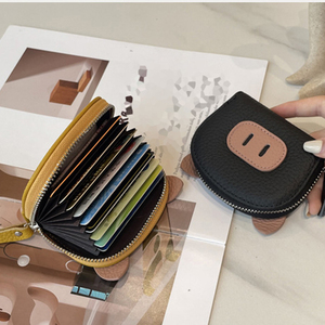 Portefeuille en cuir chic de petite taille avec fonction de blocage RFID et visage d'animal amusant pour un style jeune et décontracté - Product Image 6