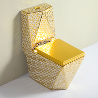 WC monobloc de luxe en céramique dorée, finition électrolytique, avec cuvette colorée
