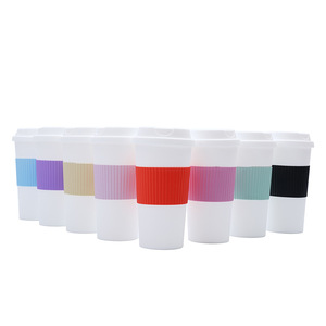 Shang Kou Ai Plastic Drinking Cup 500Ml Double Layer Reusable Travel Coffee Cup For Outdoor Use - Product Image 1