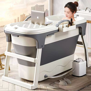 モダンデザイン折りたたみ式バスバケット大人用プラスチックフルボディバスタブ - Product Image 1