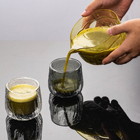 Ensemble de thé en verre de style japonais Japandi avec bol à matcha en forme d'épi de blé, accessoires, style dynastie Song, résistant à la chaleur, écologique, qualité alimentaire, personnalisé